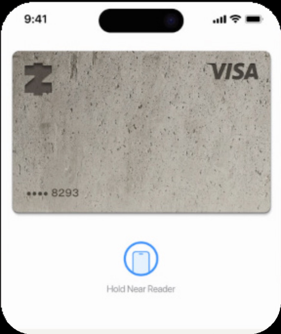 ZAR stablecoin Visa card on an iPhone
